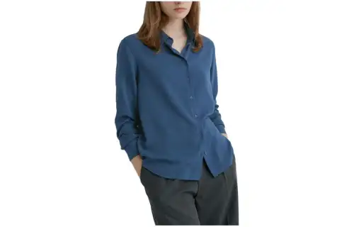UNIQLO Shirts Women's Blue Pointed Collar Moderate Other