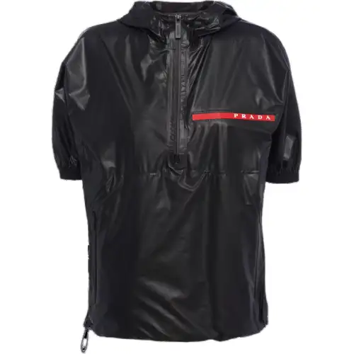 PRADA Jackets Women's Black Hooded Moderate Other