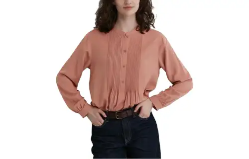 UNIQLO Shirts Women's Peach Pink Stand Collar Moderate Other