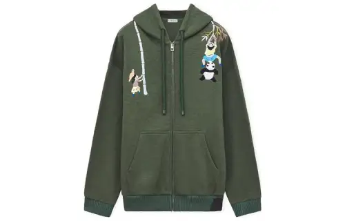 LOEWE Zip Up Hoodie 'Vintage Green'