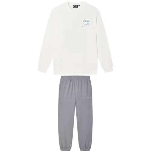 FILA Casual Sportswear Men's Cloud White+Cloud Multi Layer Gray Crew Neck Moderate