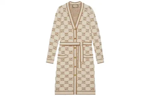 GUCCI Gg Jacquard Belted Waist Cardi-Coat