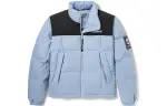 Timberland Colorblock Letter Stand Collar Thickened Short Down Jacket Women's Light Blue