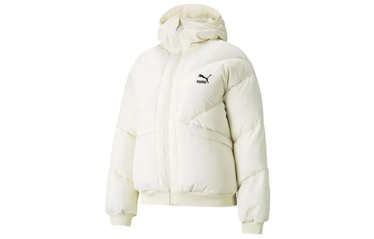 PUMA CLASSICS Down Jackets Women's Ivory White Hooded Moderate Other