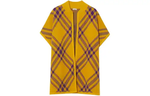 Burberry Check Wool Cape Jackets & Coats Women's Yellow