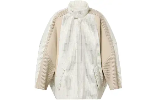 LOUIS VUITTON Pinstripe Quilted Egg Coat Jackets & Coats Women's Beige