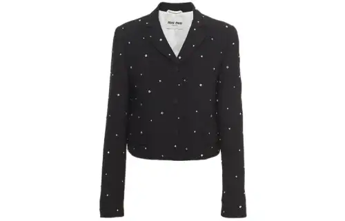 MIU MIU Jackets Women's Black Lapel Moderate Other