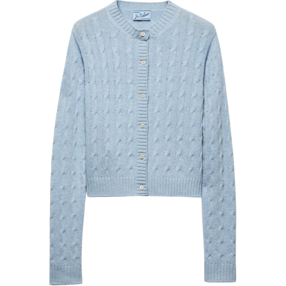 Женский кардиган Prada Cable-Knit (голубой)