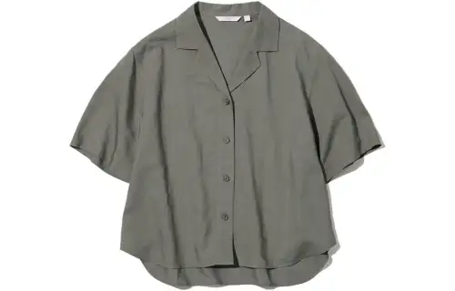 UNIQLO Shirts Women's Olive Cuban Collar Moderate Other
