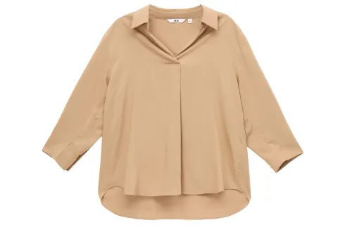 UNIQLO Shirts Women's Dark Beige Half Open Collar Moderate Other