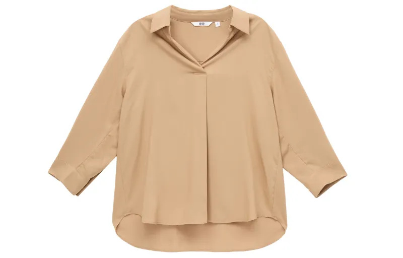 UNIQLO Shirts Women's Dark Beige Half Open Collar Moderate Other