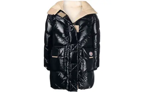 GUCCI SS22 Double sided Solid Color Hooded Loose Fit Mid Length Down Jacket Women's Black