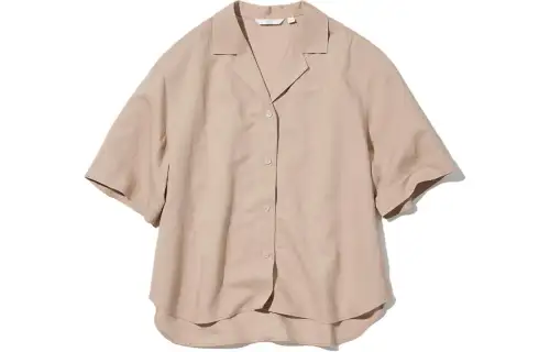 UNIQLO Shirts Women's Beige Cuban Collar Moderate Other