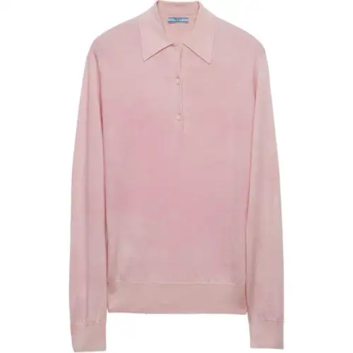 PRADA Long-Sleeved Fine-Knitted Polo Shirt
