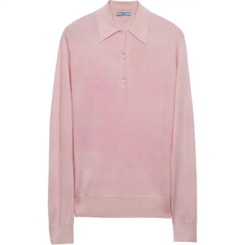 PRADA Long-Sleeved Fine-Knitted Polo Shirt