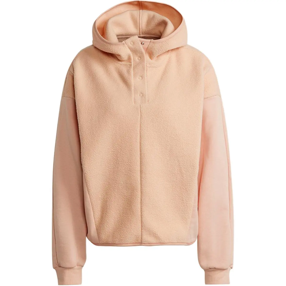 Adidas Minimalist Style Solid Color Thickened And Fleece Lined Casual Hooded Long Sleeved Sweatshirt Women's Light Pink