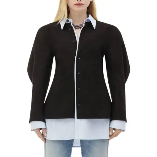 Bottega Veneta Shirts Women's Black Lapel Moderate Other