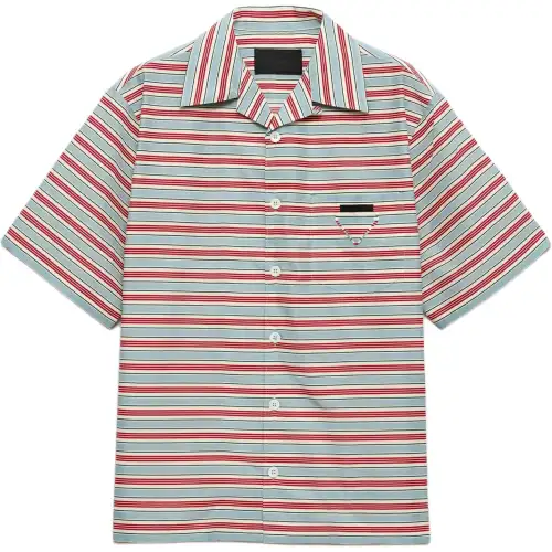 Prada Striped Short Sleeved Bowling Shirt
