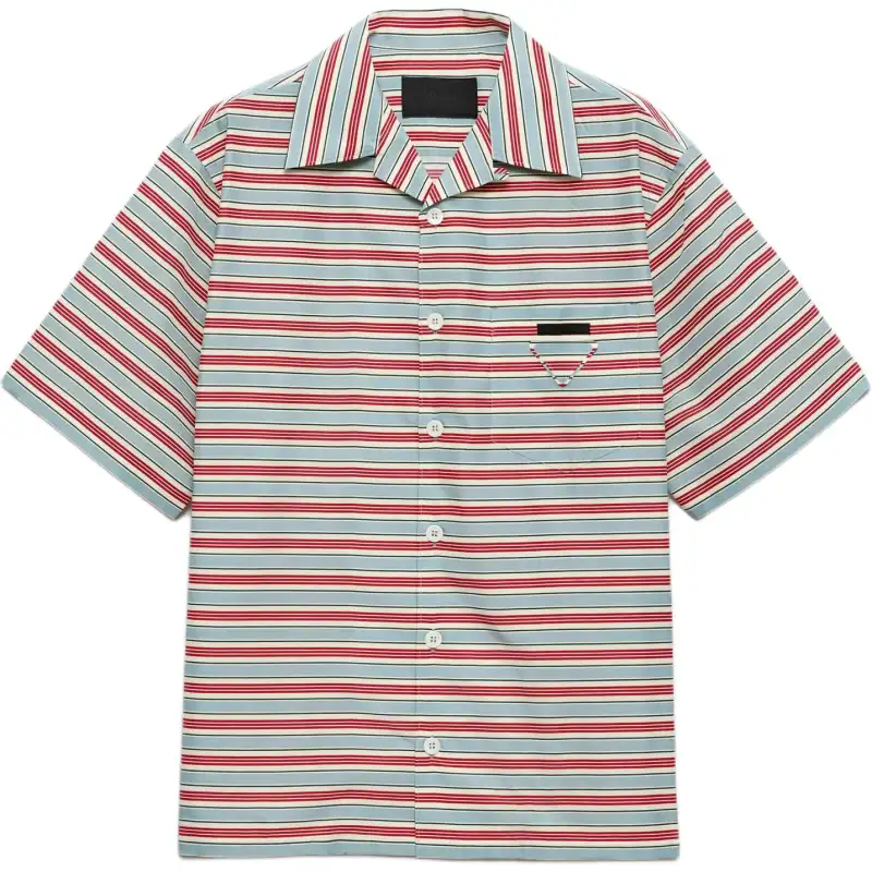 Prada Striped Short Sleeved Bowling Shirt