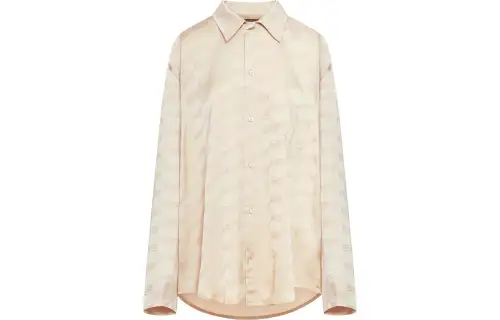 Balenciaga Logo Monogram Collared Long Sleeve Shirt