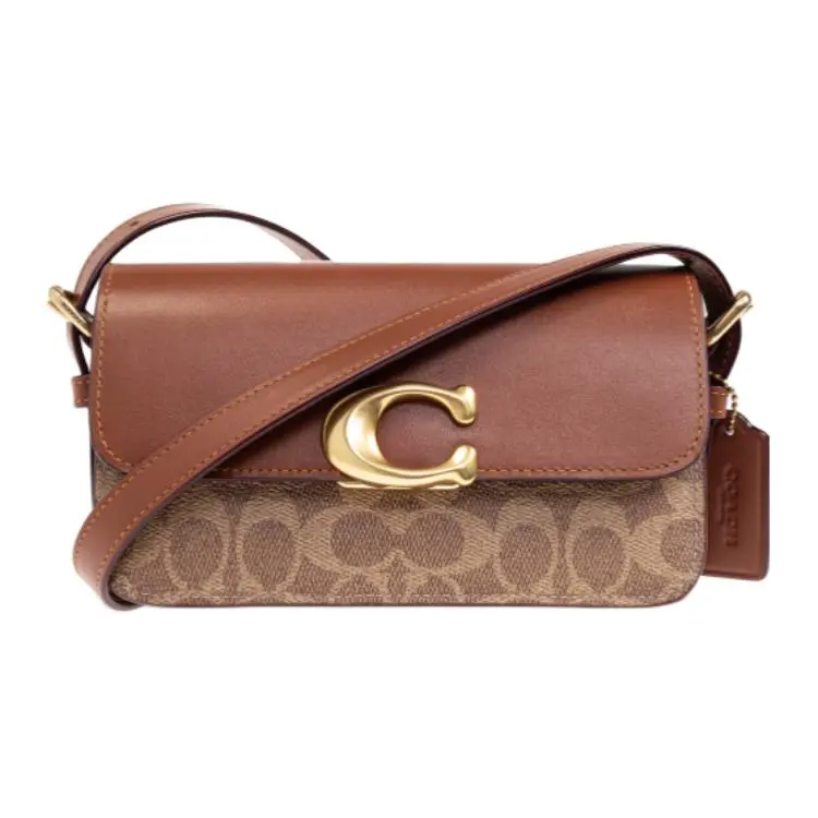COACH Messenger Leather Crossbody Bags Small Women's Brown