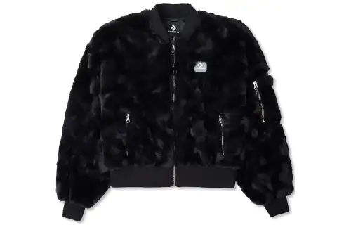 Converse Jackets Women's Black Baseball Collar Moderate Pilot