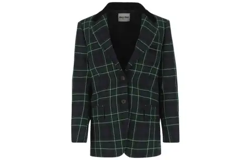 MIU MIU Jackets Women's Green Suit Collar Moderate Other