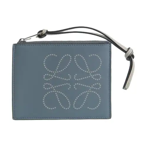 LOEWE Cow Leather Card Holder Women's Storm Blue