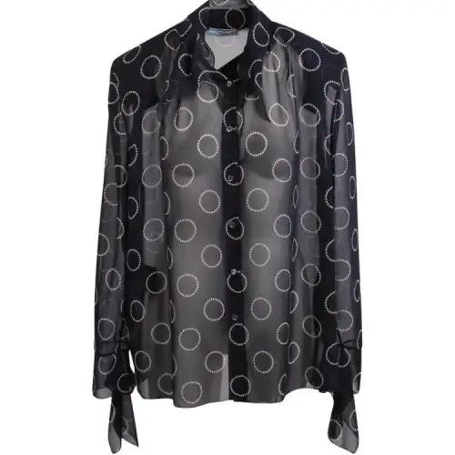Prada graphic-print semi-sheer shirt