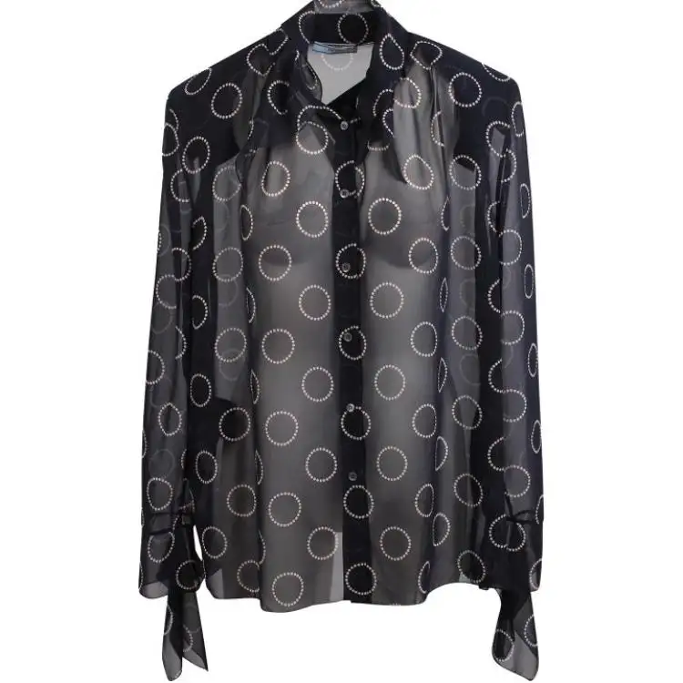 Prada graphic-print semi-sheer shirt
