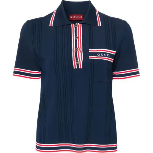 Gucci striped-edge ribbed polo top