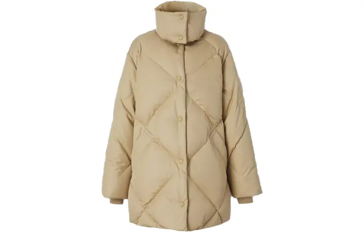 Burberry Diamond Quilted Cotton Gabardine Coat Honey