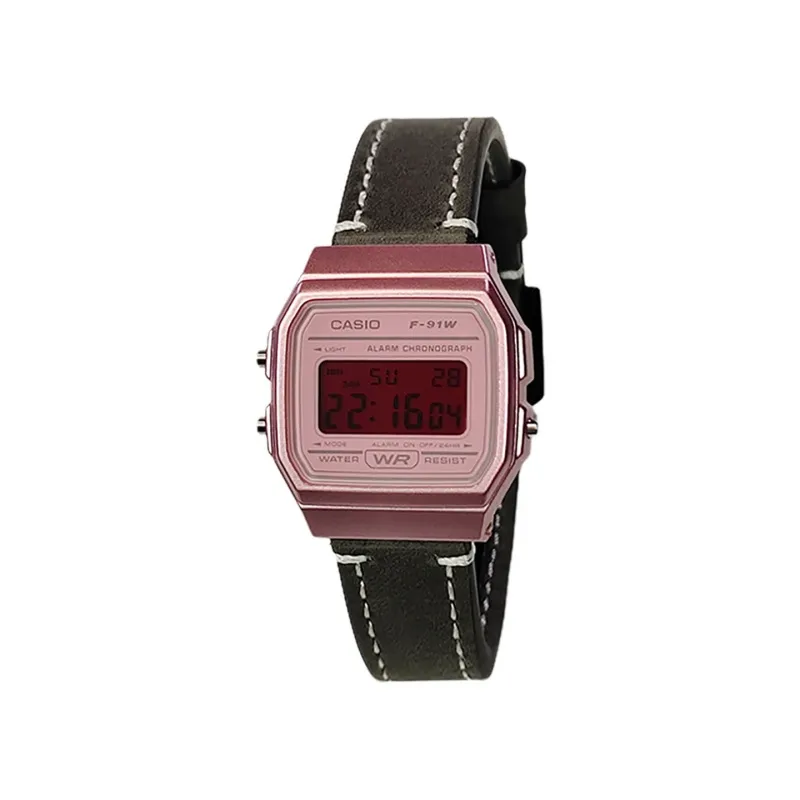 CASIO Custom Collection Quartz Movement Genuine Leather Strap Watch Men's Watches Pink Watch Dial