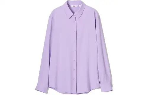 UNIQLO Shirts Women's Light Blue Purple Square Collar Moderate Other
