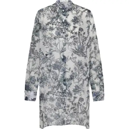 DIOR Shirts Women's White Stand Collar Moderate