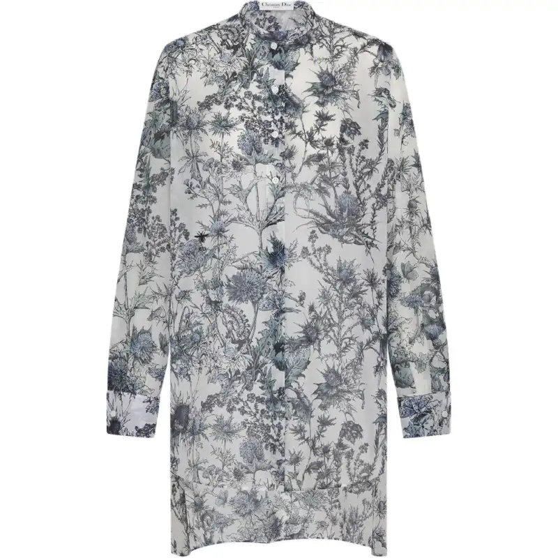 DIOR Shirts Women's White Stand Collar Moderate