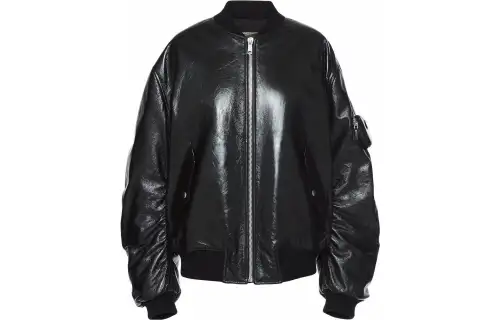 PRADA Oversized Nappa Leather Bomber Jacket 'Black'