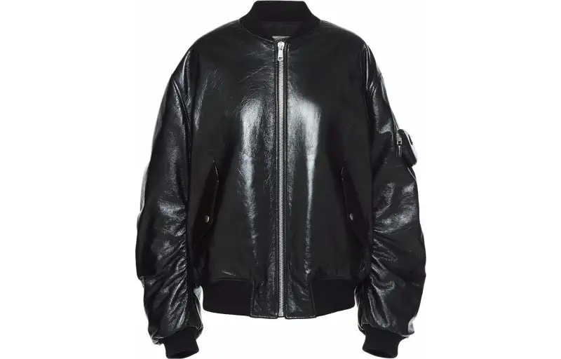 PRADA Oversized Nappa Leather Bomber Jacket 'Black'