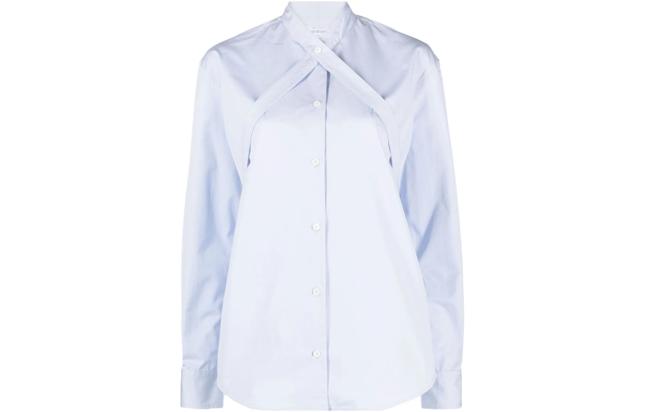 OFF-WHITE belted cotton-poplin shirt