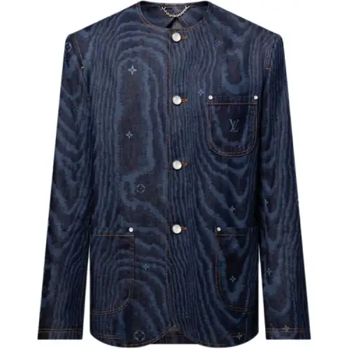 Lv Chic Collarless Denim Jacket