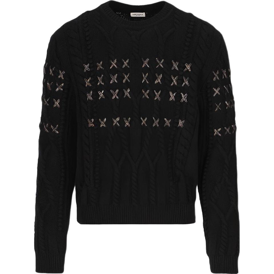SAINT LAURENT Sweaters Men's Black Crew Neck Thickened Other