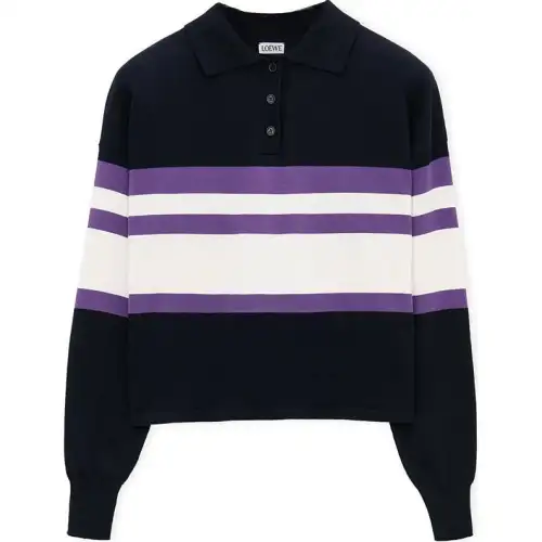 LOEWE Polo Sweater 'Deep Blue/Yellow/Purple'