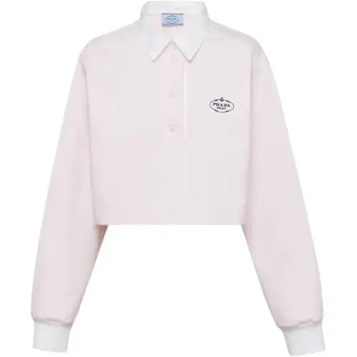 PRADA Polo Shirts Women's Pink Polo Collar Moderate Other
