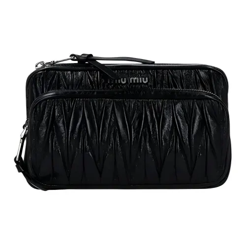 MIU MIU Cow Leather Crossbody Bag, Shoulder Bag Unisex Black