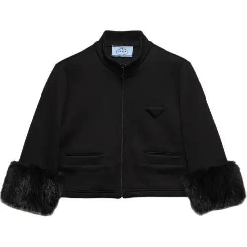 Prada Zipped Cropped Sweatshirt