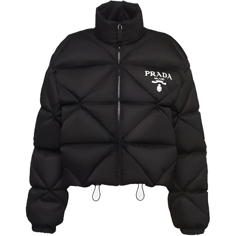 Женский пуховик Prada FW22 Logo (черный)