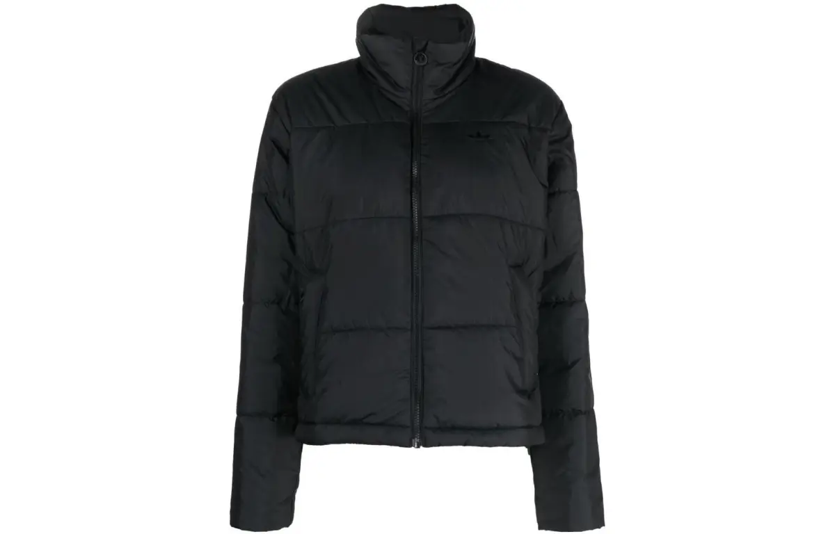 Adidas Originals Jackets Women's Black Stand Collar Moderate Straight Fit