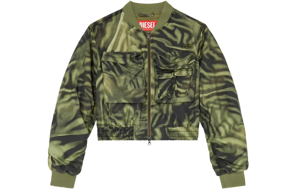 DIESEL G-Khlow Abstract-Printed Cropped Bomber Jacket