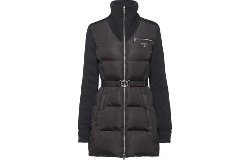 PRADA Down Jackets Women's Brown Stand Collar Moderate Other