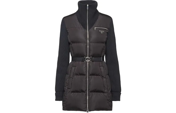 PRADA Down Jackets Women's Brown Stand Collar Moderate Other